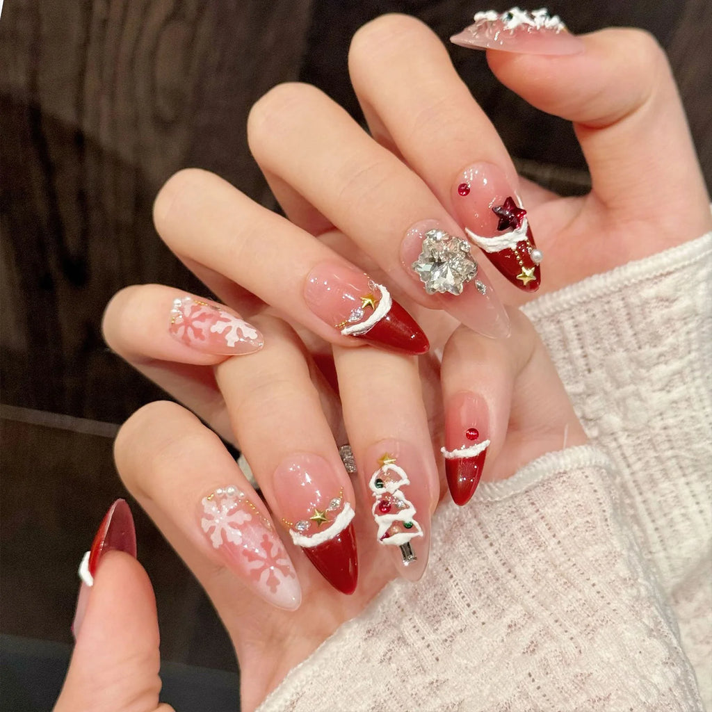 10PCS Christmas Handmade Fake Nails