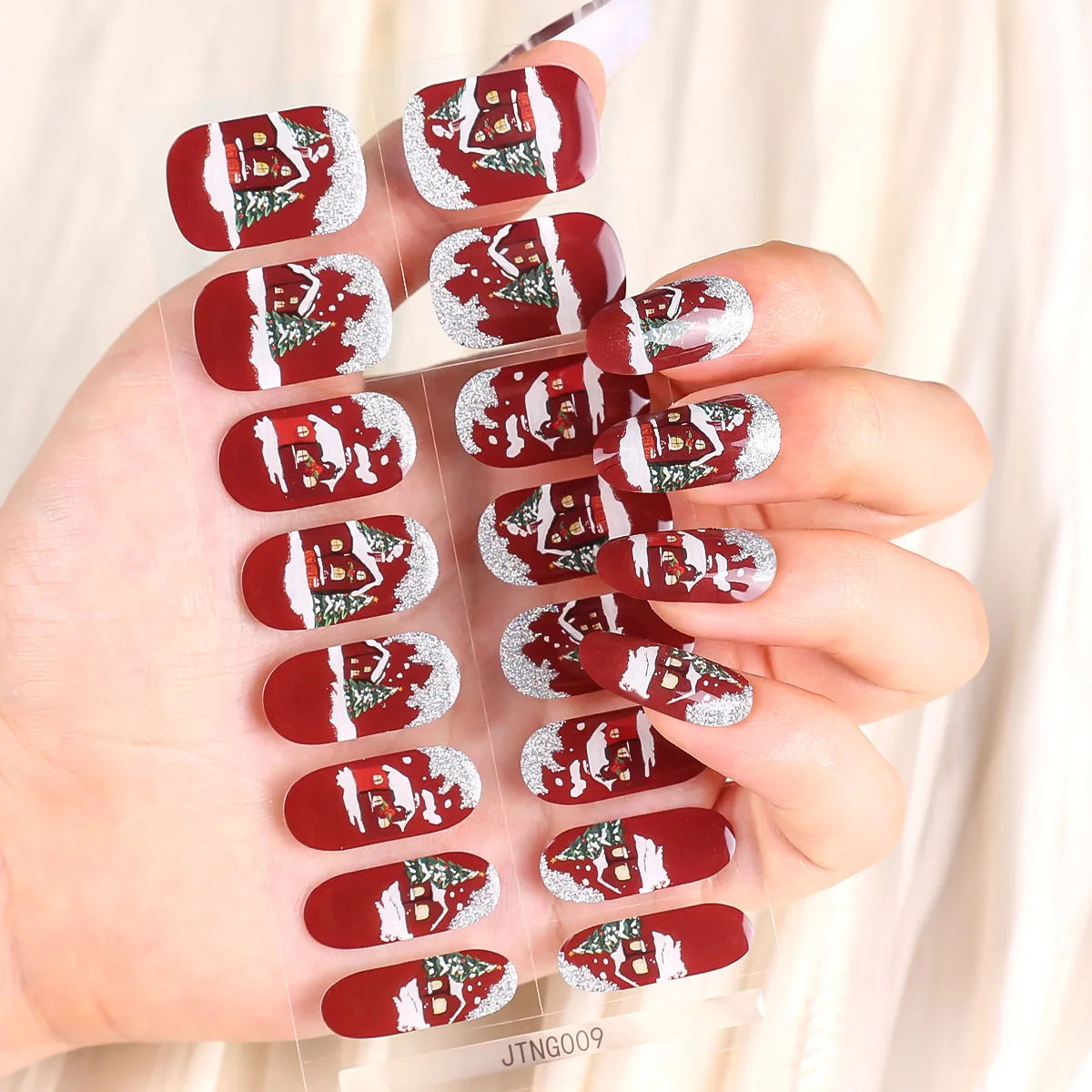 Snowflake Christmas Semi-Cured Gel Nail Stickers