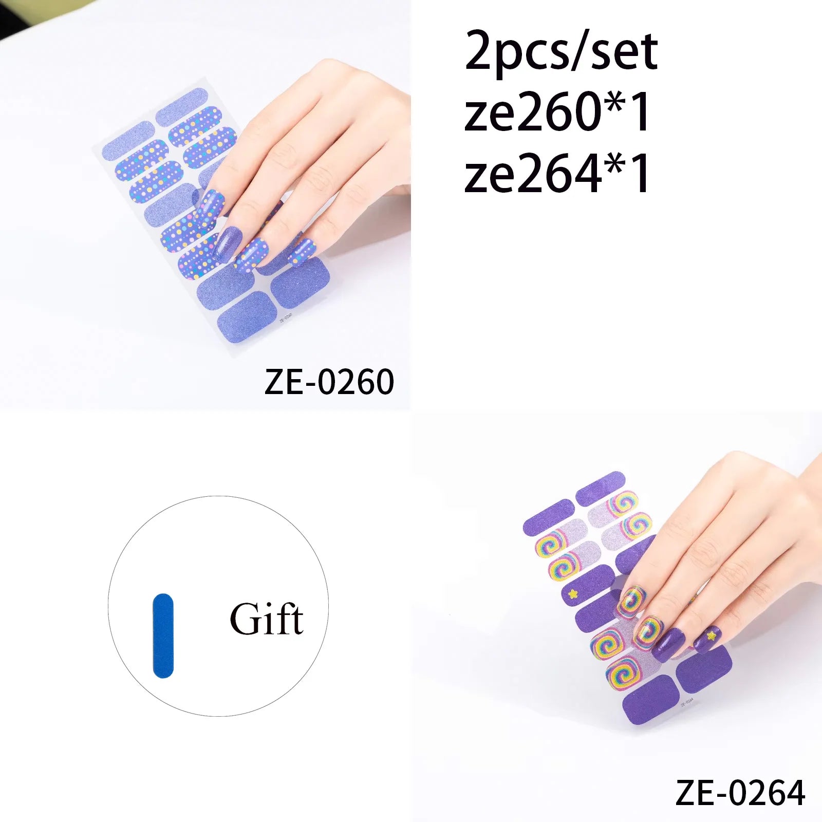 14Tips DIY Glitter Bake Free Gel Nail Stickers Stripe