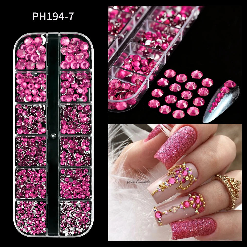 12Grids Mixed-Shape Crystal Nail