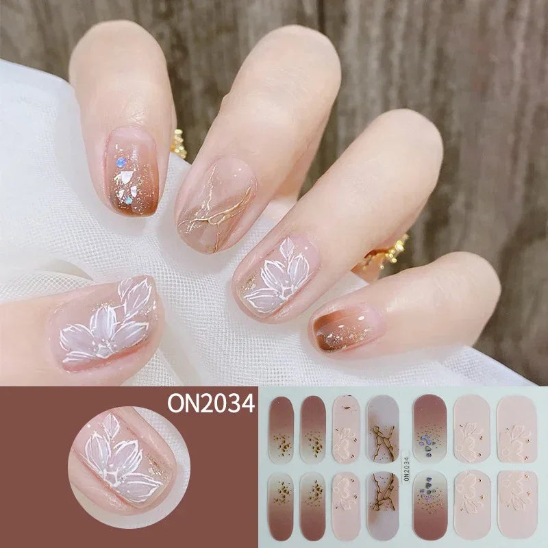 3D Flowers Gradient Color Adhesive Gel Nail Stickers