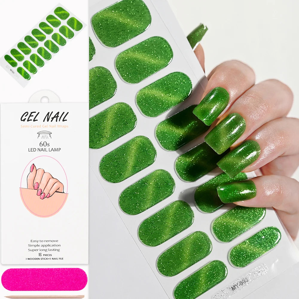 Cat Eye Effect Semi-Cured Gel Nail Wraps
