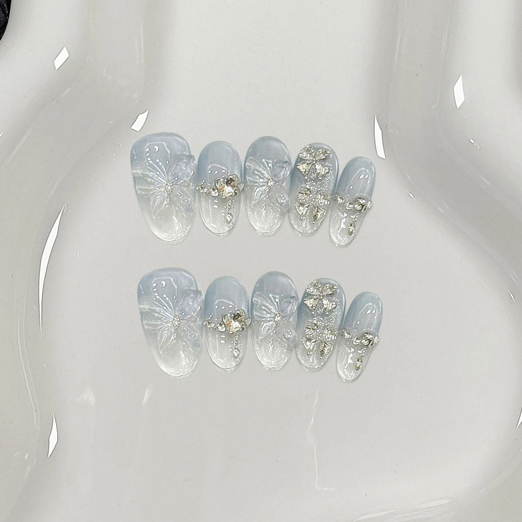10Pcs Almond Mid-length Oval Fake Nails
