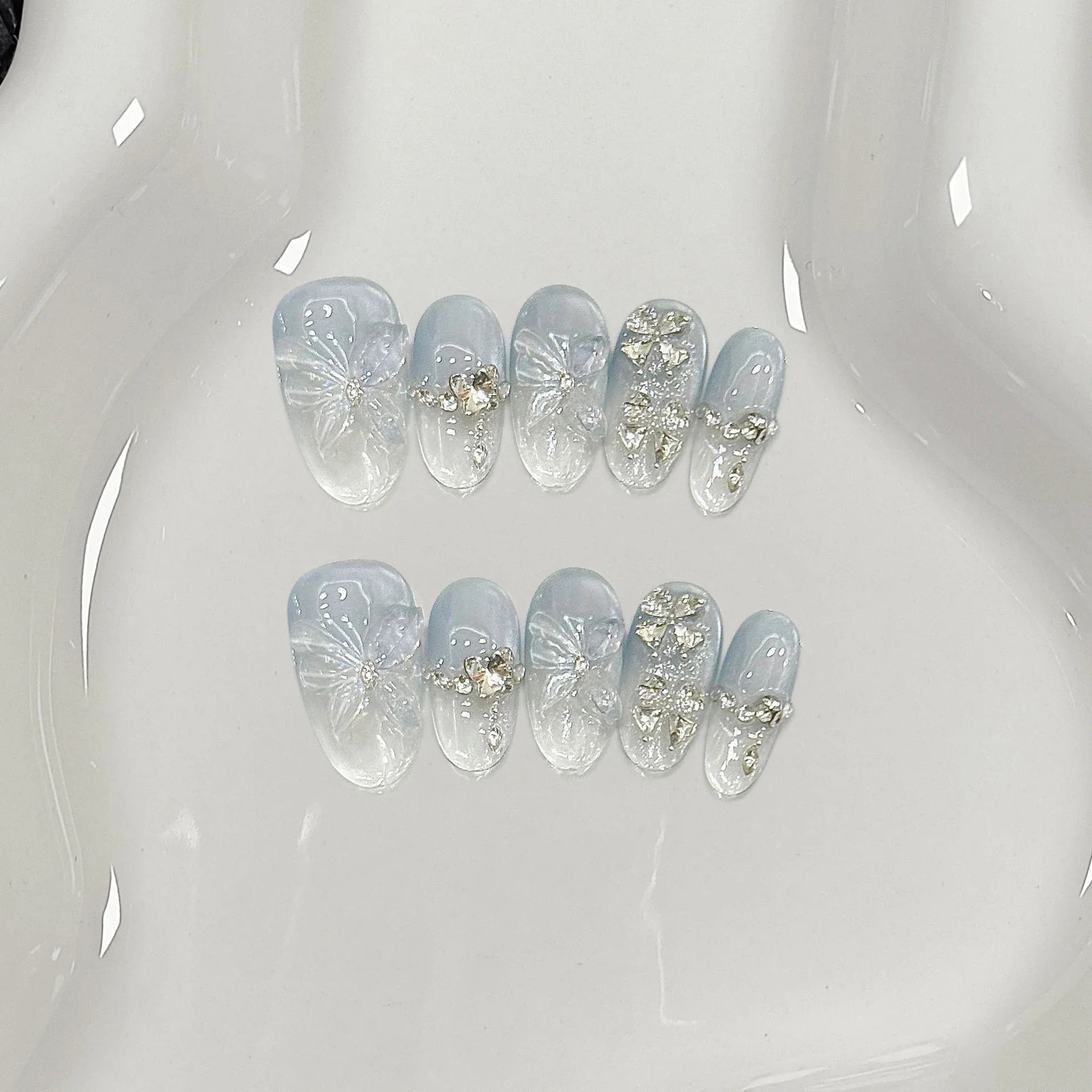 10Pcs Almond Mid-length Oval Fake Nails