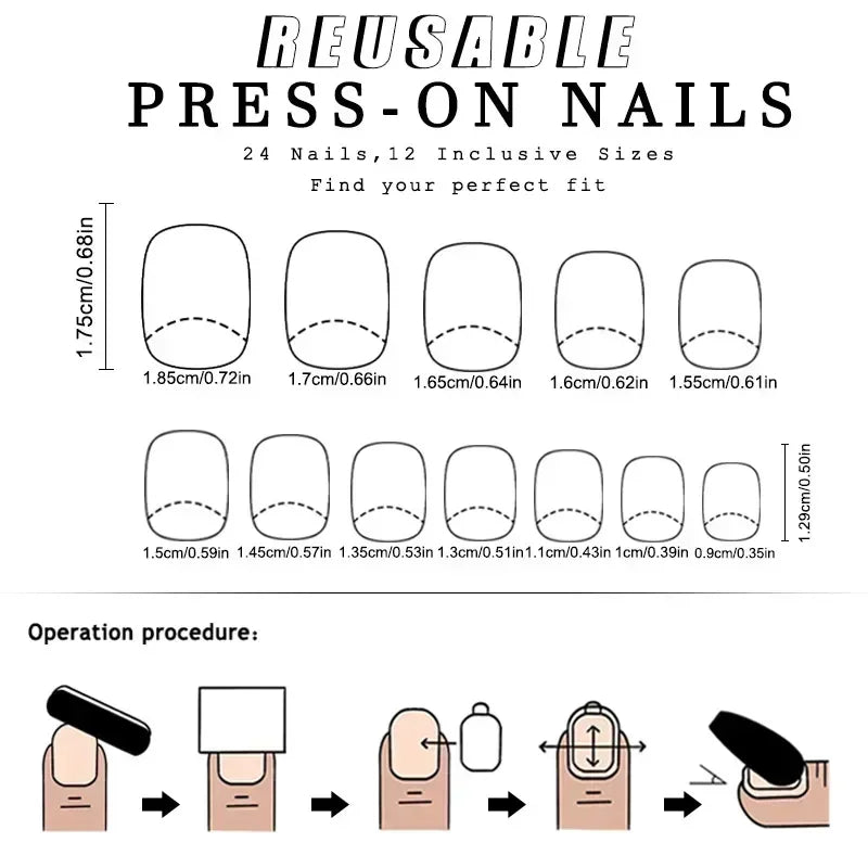 24Pcs Short Oval Press-On Nails