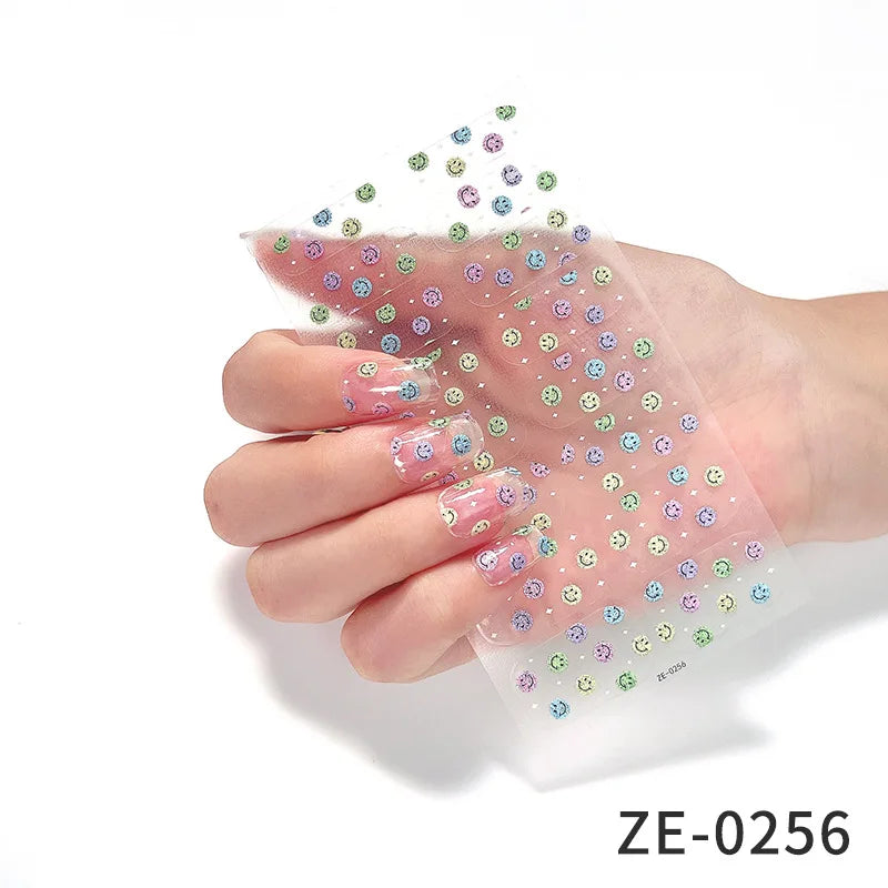 14Tips DIY Glitter Bake Free Gel Nail Stickers Stripe