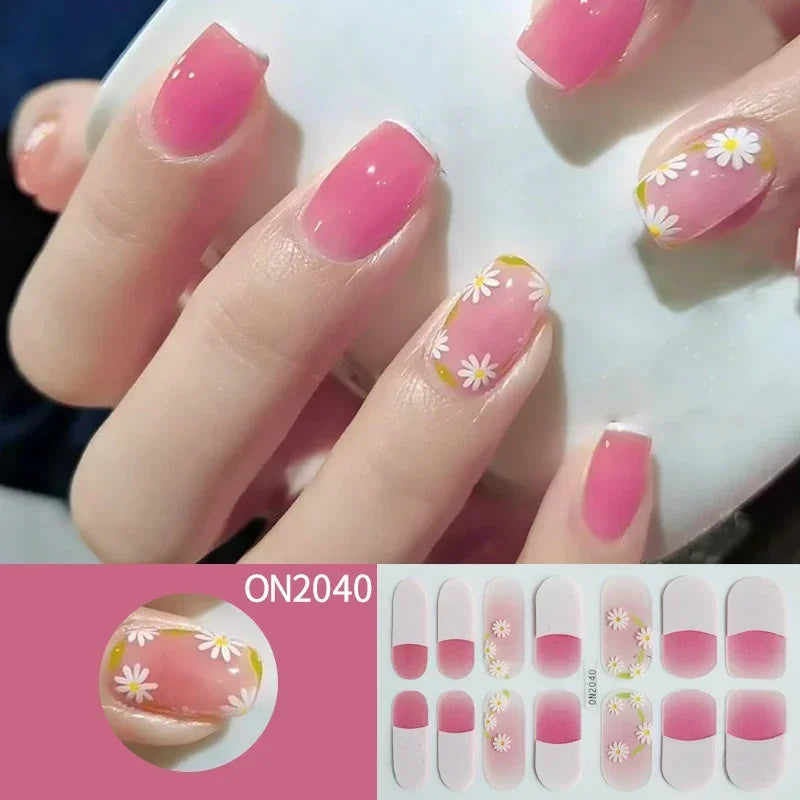 3D Flowers Gradient Color Adhesive Gel Nail Stickers