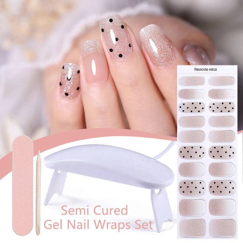 4pcs/set Sparkly Shinning Semi Cured Gel Nail Strips