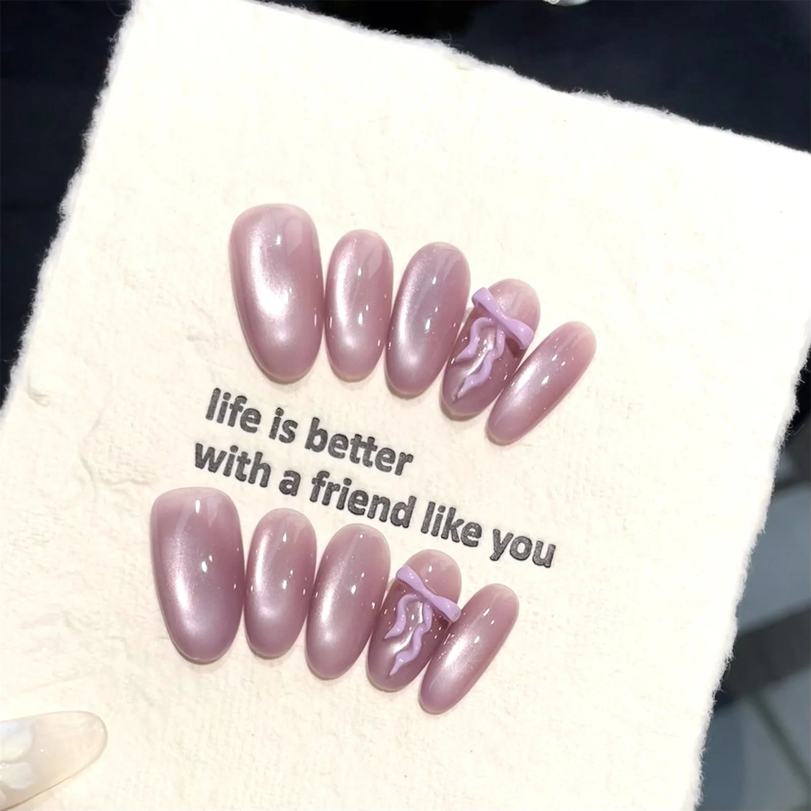 10pcs Handmade Press On Nails Vintage Wine Red