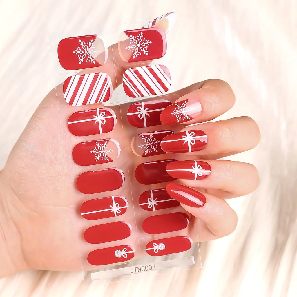 Snowflake Christmas Semi-Cured Gel Nail Stickers
