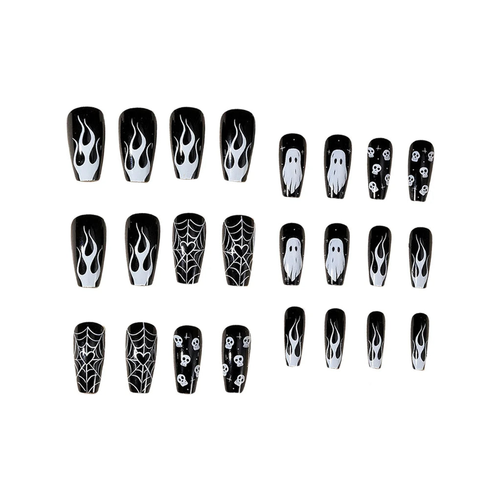 24pcs White Ghost Skull False Nails