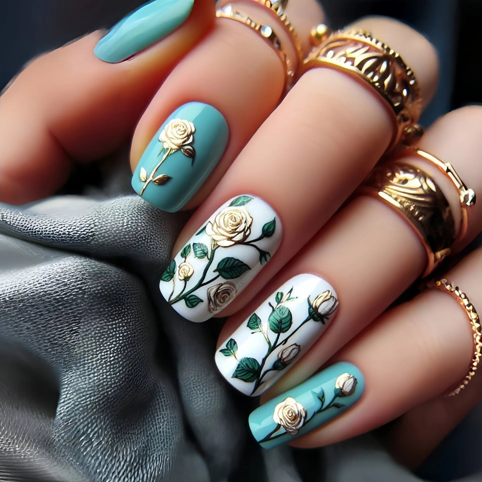 24pcs/set Short Medium fake nails