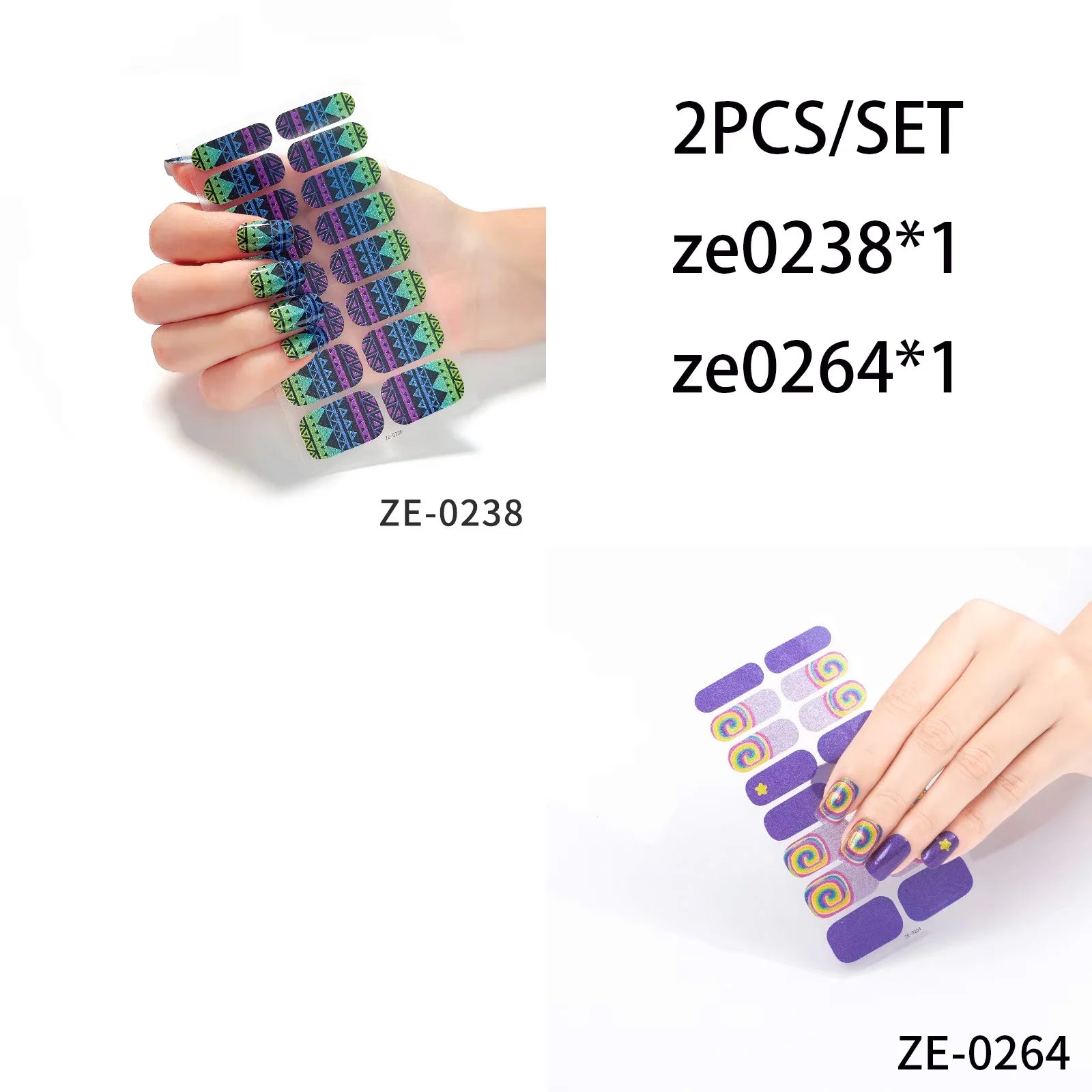 14Tips DIY Glitter Bake Free Gel Nail Stickers Stripe