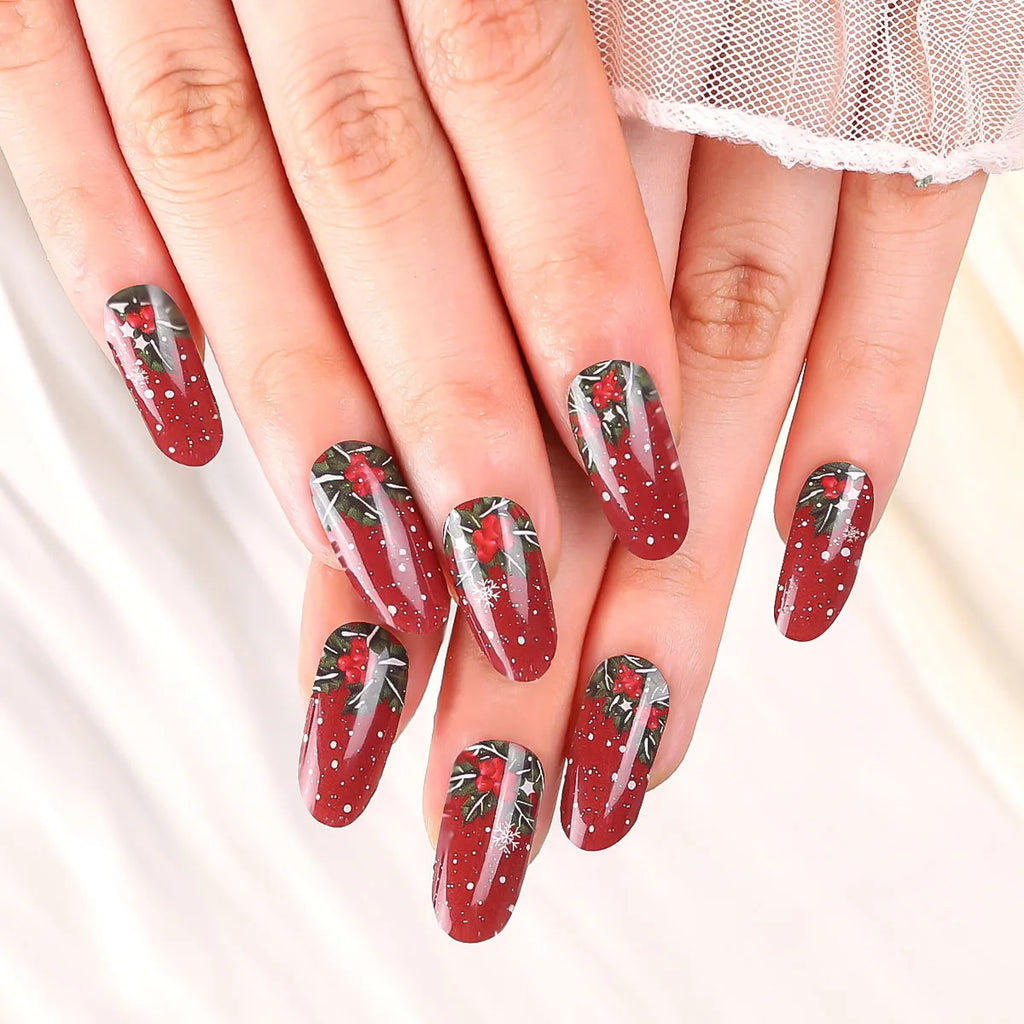Snowflake Christmas Semi-Cured Gel Nail Stickers