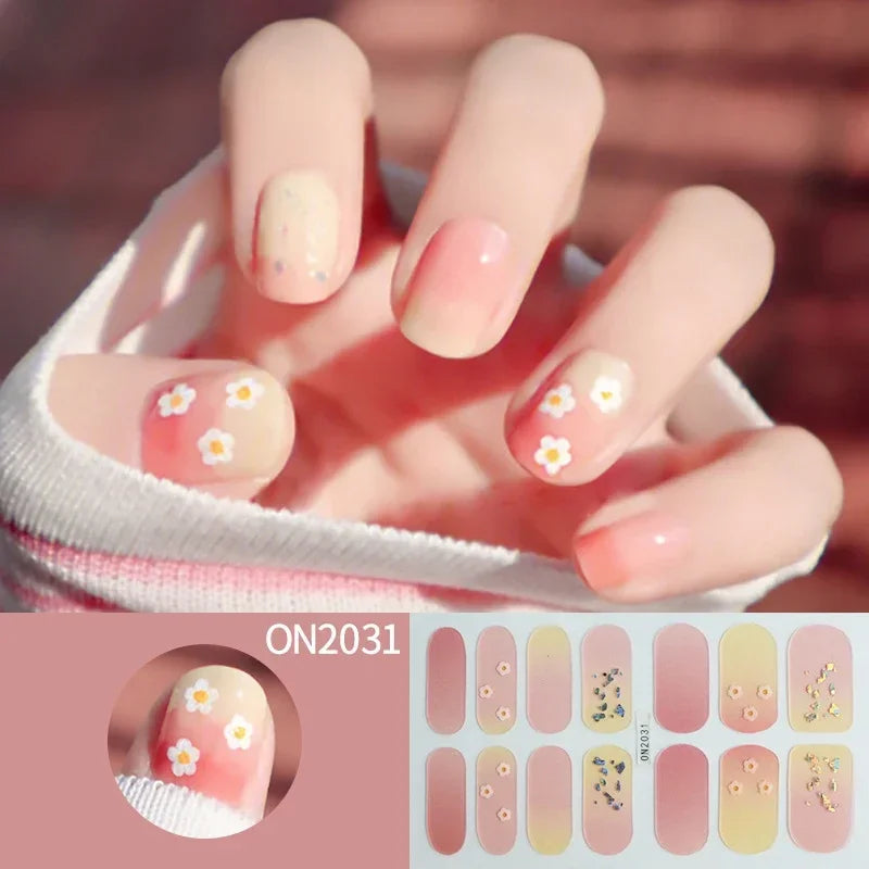 3D Flowers Gradient Color Adhesive Gel Nail Stickers