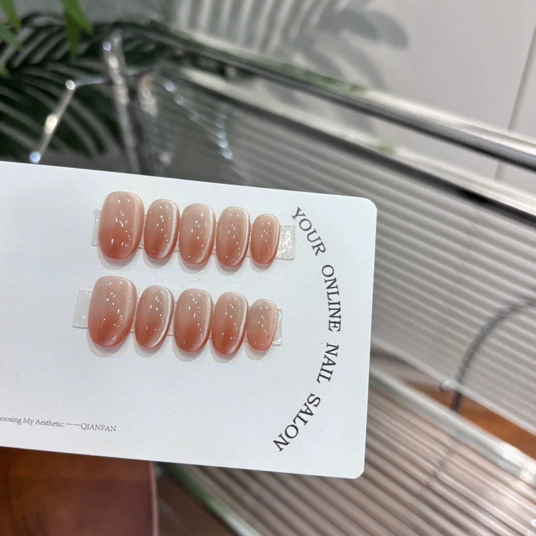 10Pcs Cat Eye Almond Handmade Press on Nails