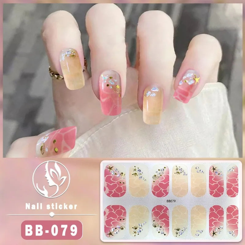 3D Flowers Gradient Color Adhesive Gel Nail Stickers