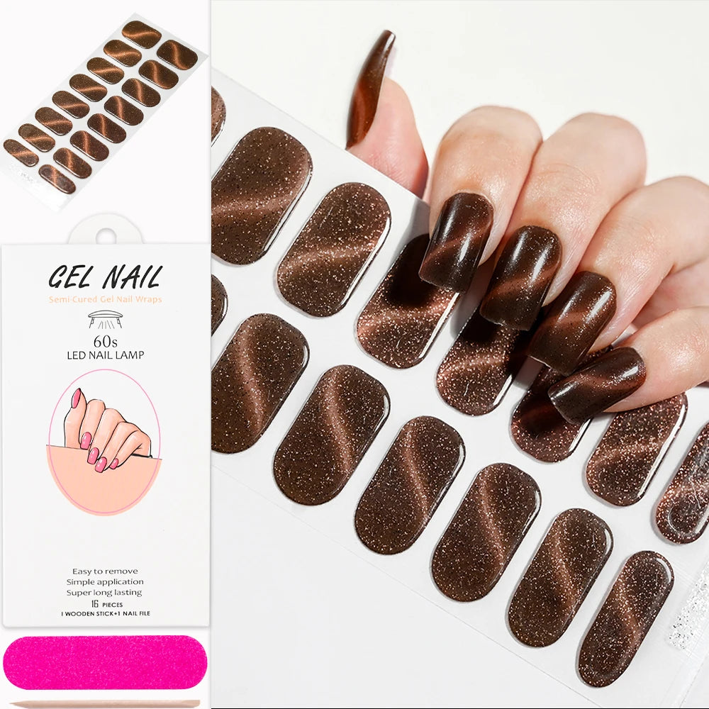 Cat Eye Effect Semi-Cured Gel Nail Wraps