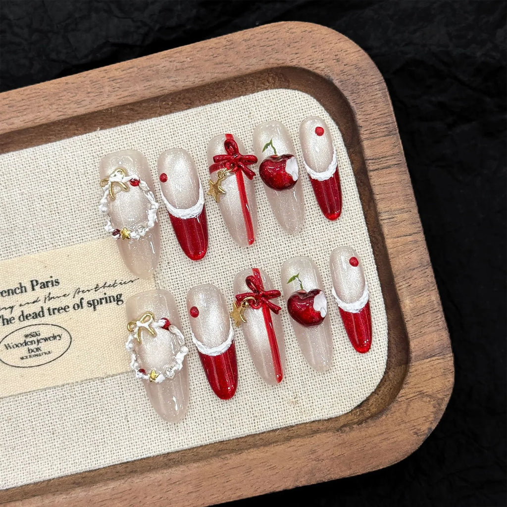 10PCS Christmas Handmade Fake Nails