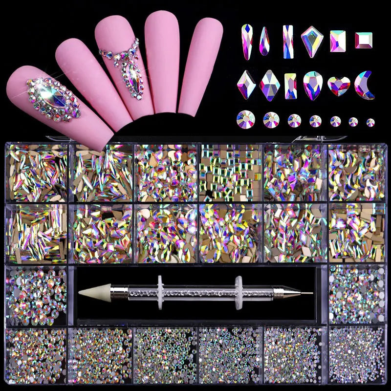 2500pcs Glass Crystal Diamond Flat Bottom Rhinestones Nail