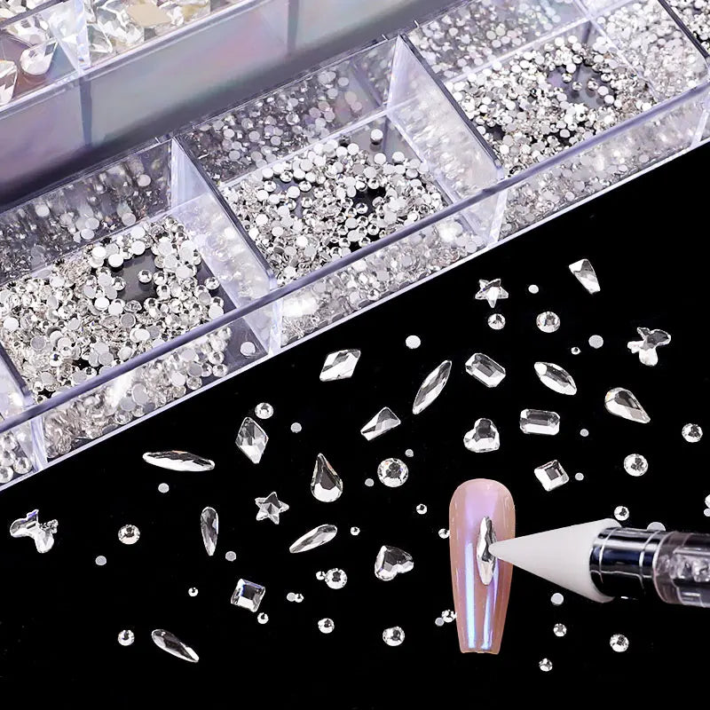 2500pcs Glass Crystal Diamond Flat Bottom Rhinestones Nail