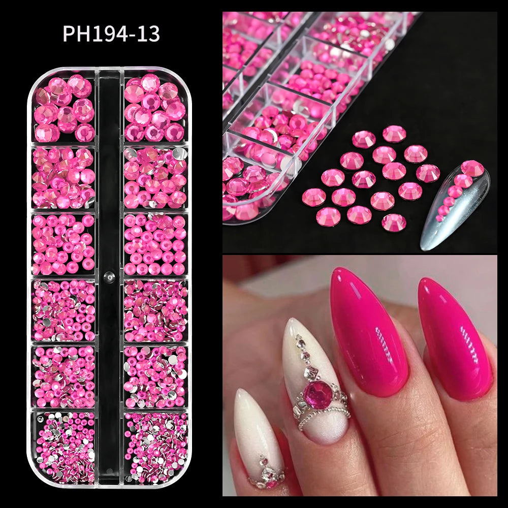 12Grids Mixed-Shape Crystal Nail