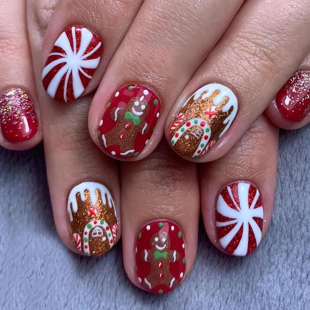 24Pcs Short Oval Press-On Nails