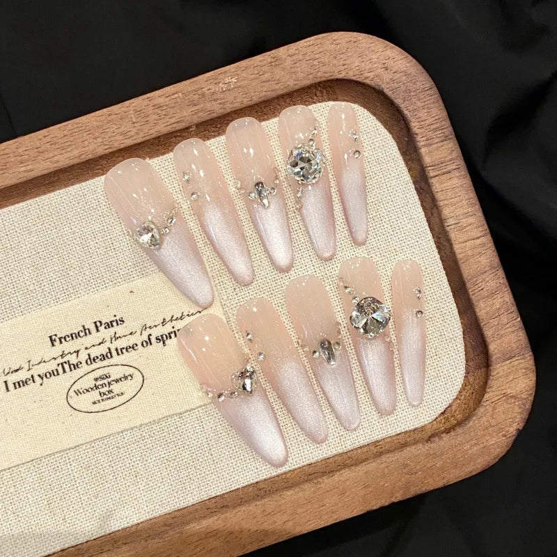 10pcs Pink Cat Eye False Nails