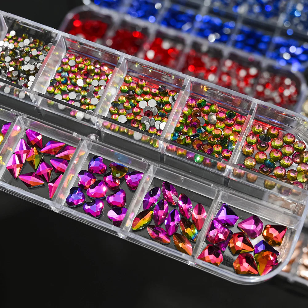 12Grids Mixed-Shape Crystal Nail