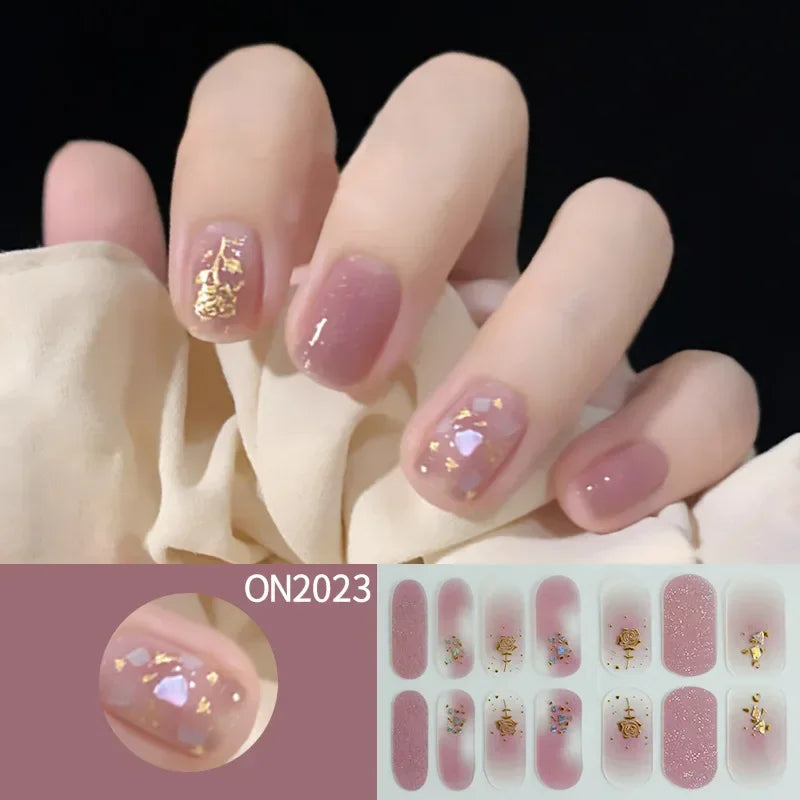 3D Flowers Gradient Color Adhesive Gel Nail Stickers