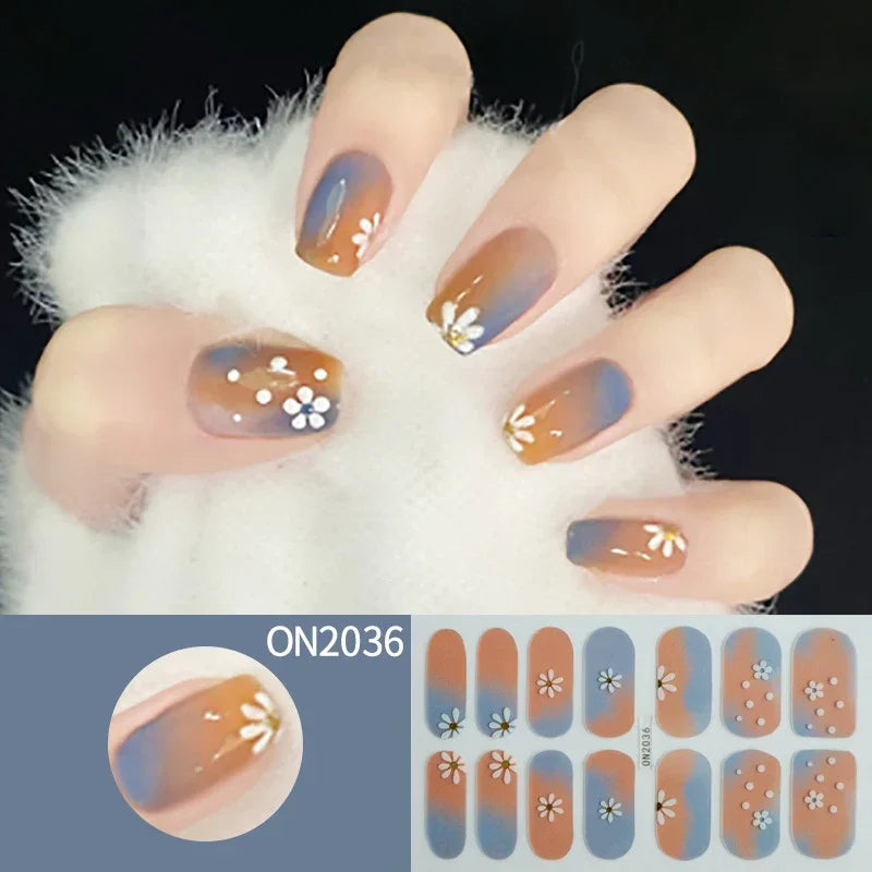 3D Flowers Gradient Color Adhesive Gel Nail Stickers