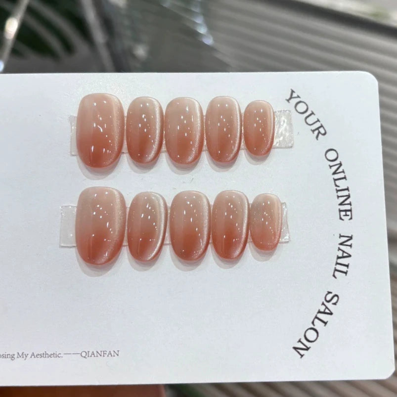 10Pcs Cat Eye Almond Handmade Press on Nails