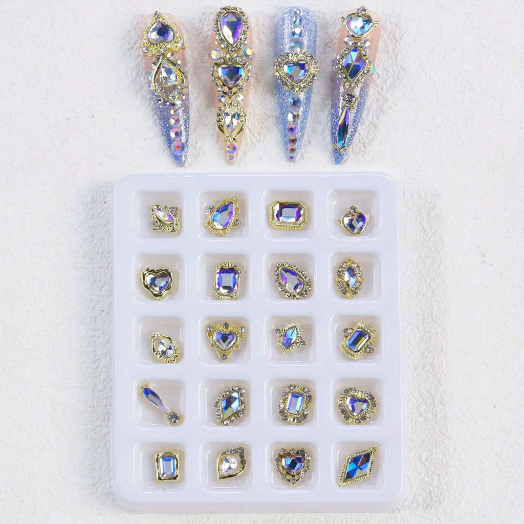 Elegant 3D Alloy Nail crystals.