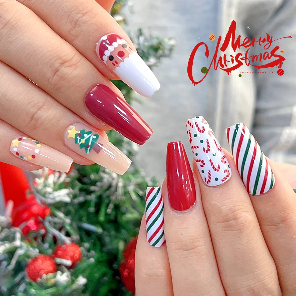 Red Green Snowflake Christmas Nail Sticker