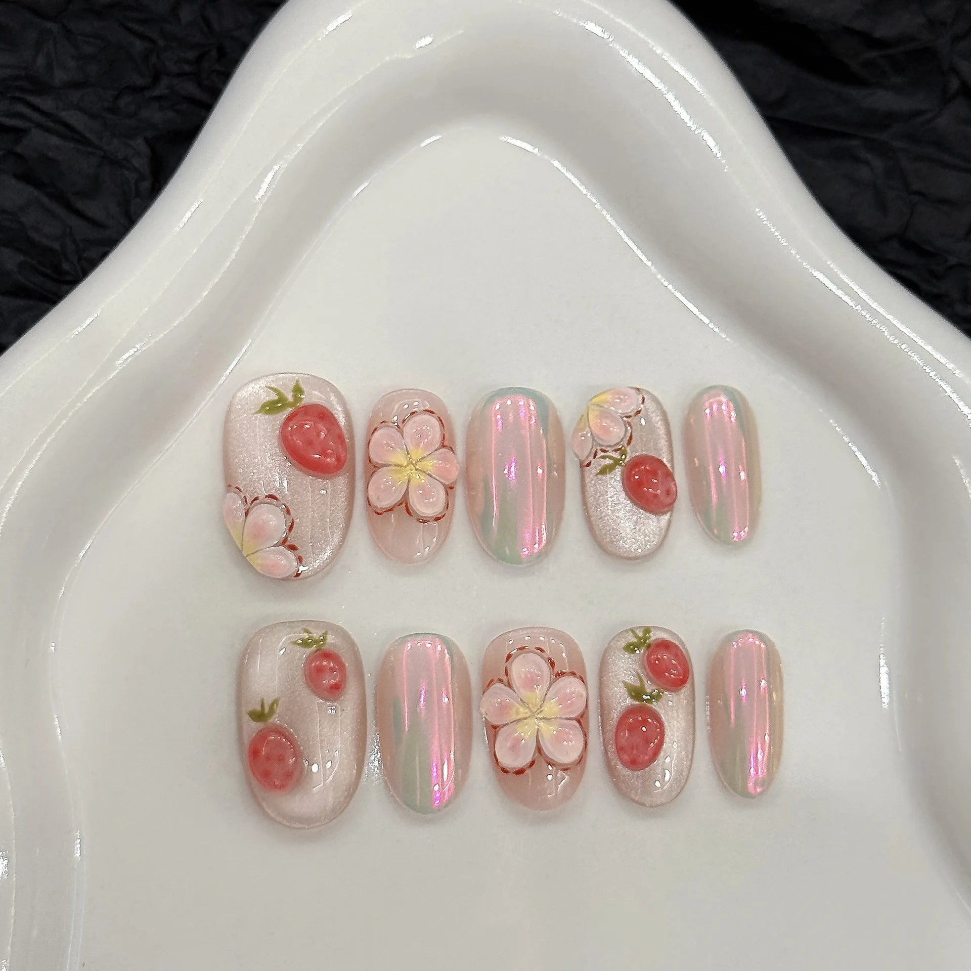 10Pcs Cat Eye Almond Handmade Press on Nails