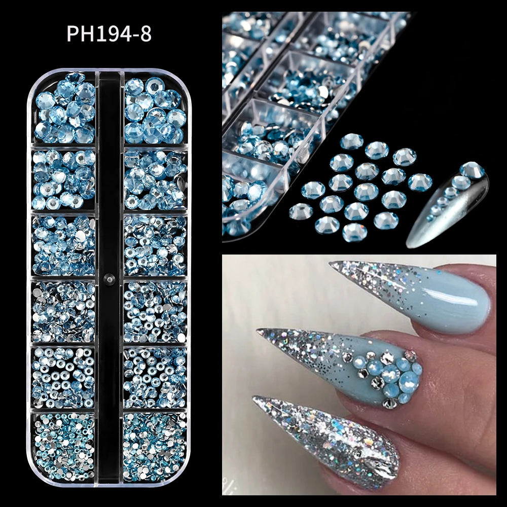 12Grids Mixed-Shape Crystal Nail