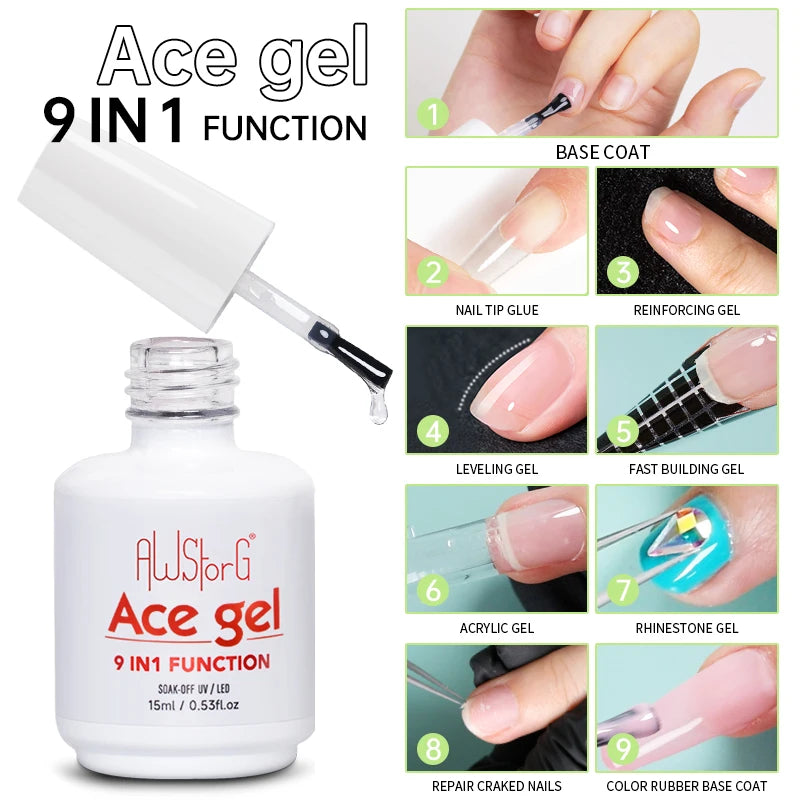 AWStorG 15ML Ace Gel 9-in-1 Nail Glue Gel Nail