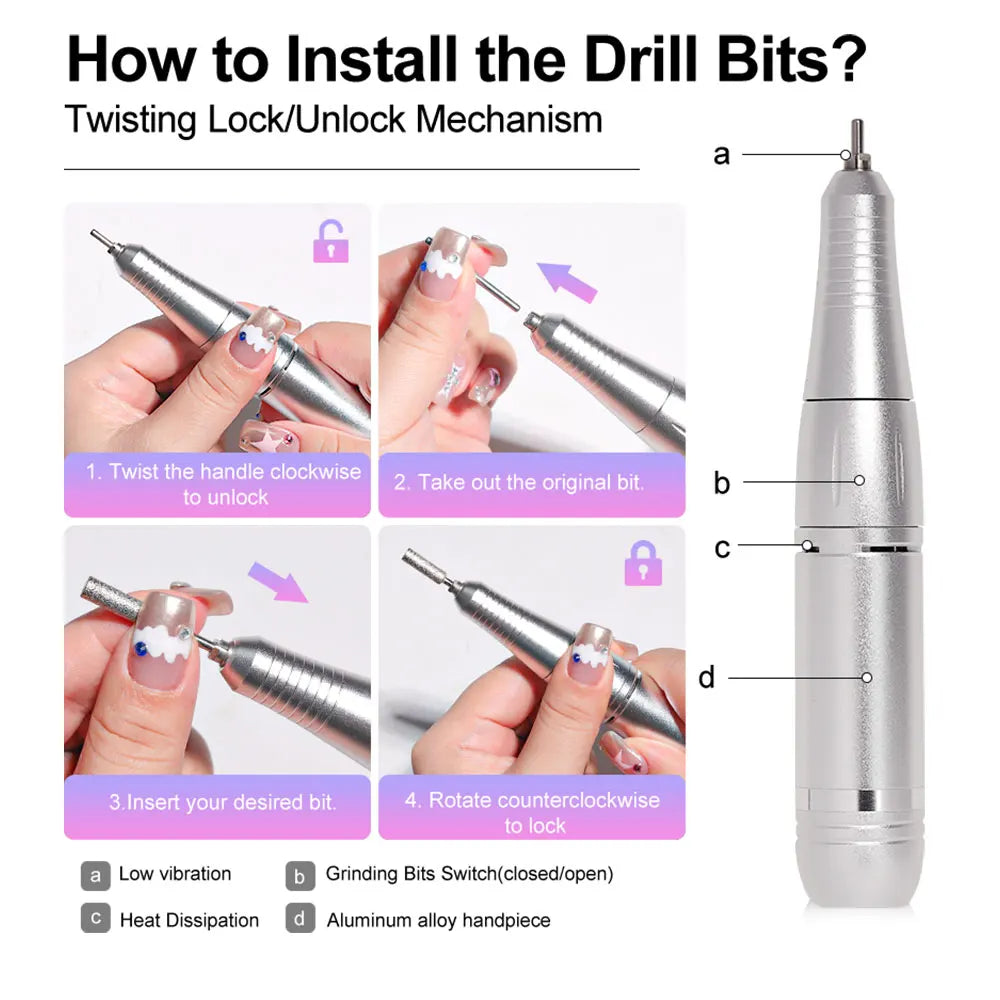 Rechargeable Nail Drill Machine with LCD