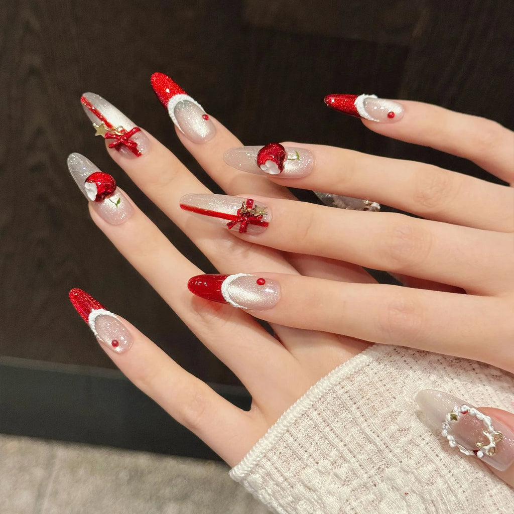 10PCS Christmas Handmade Fake Nails