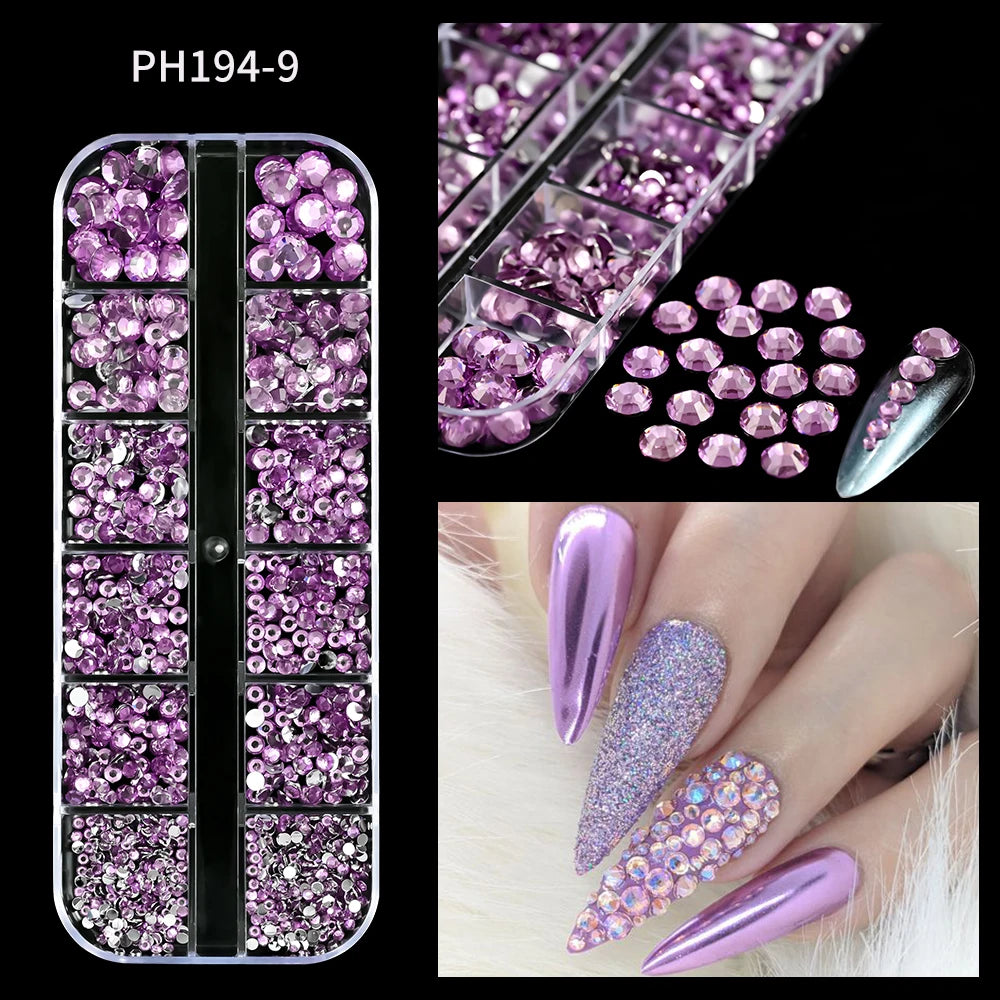 12Grids Mixed-Shape Crystal Nail