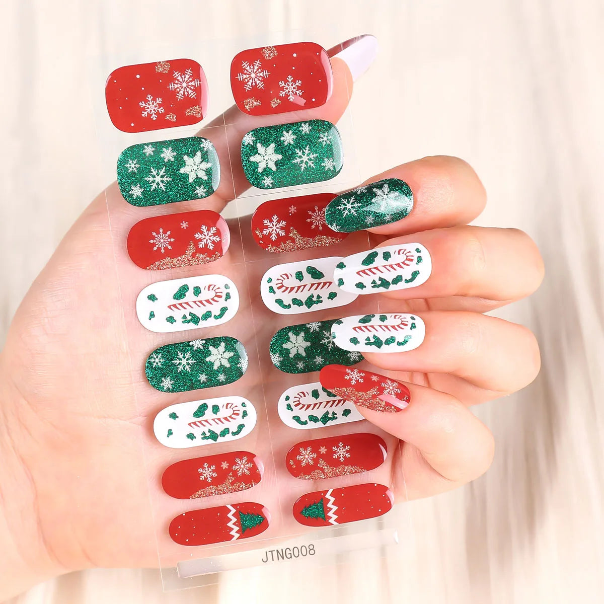 Snowflake Christmas Semi-Cured Gel Nail Stickers