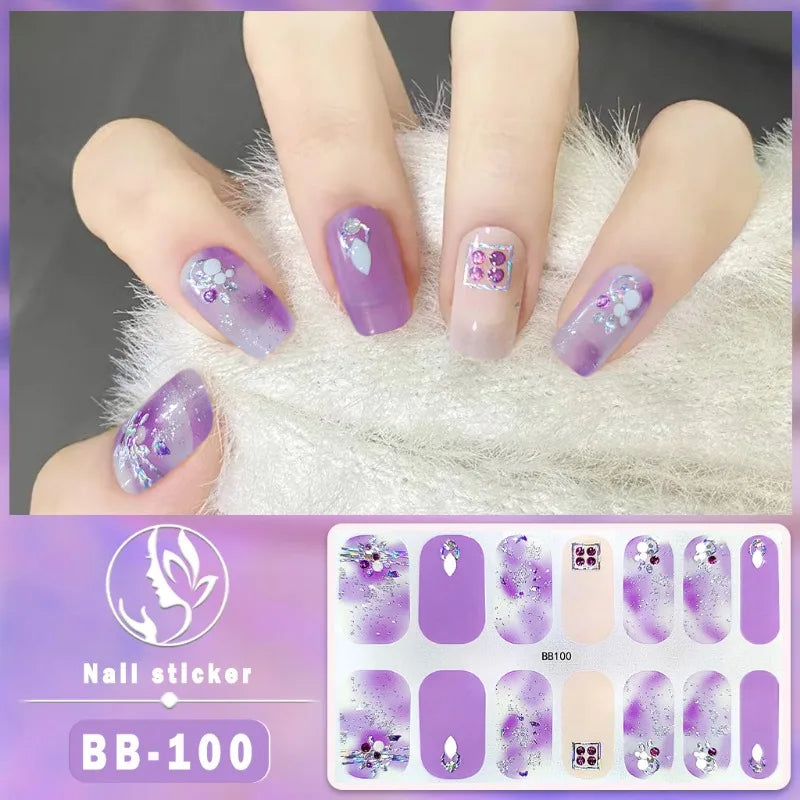 3D Flowers Gradient Color Adhesive Gel Nail Stickers