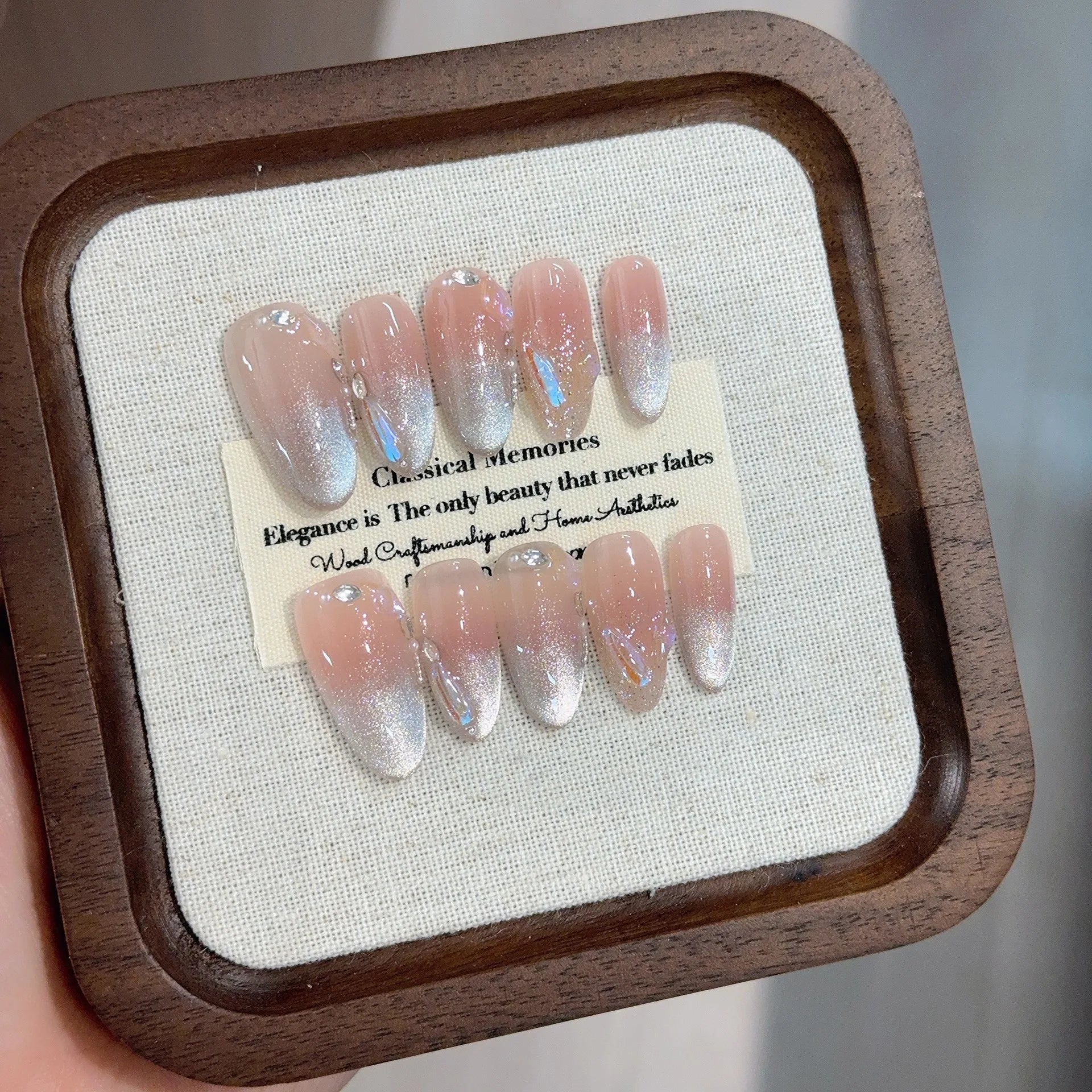 10Pcs Almond Mid-length Oval Fake Nails