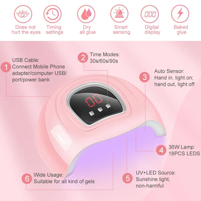 Nail Extension Kit Acrylic Gel Polish Nail with UV LED