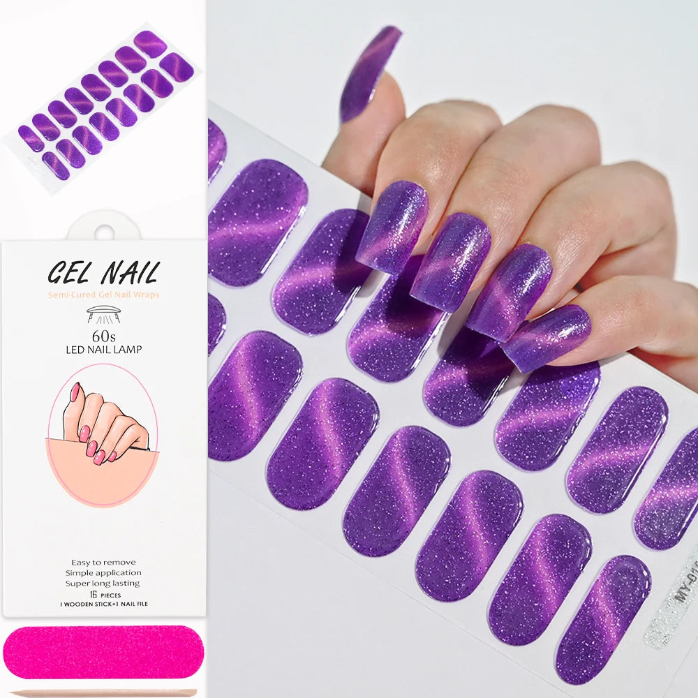 Cat Eye Effect Semi-Cured Gel Nail Wraps