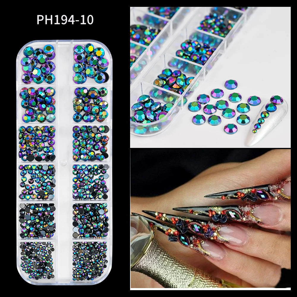12Grids Mixed-Shape Crystal Nail