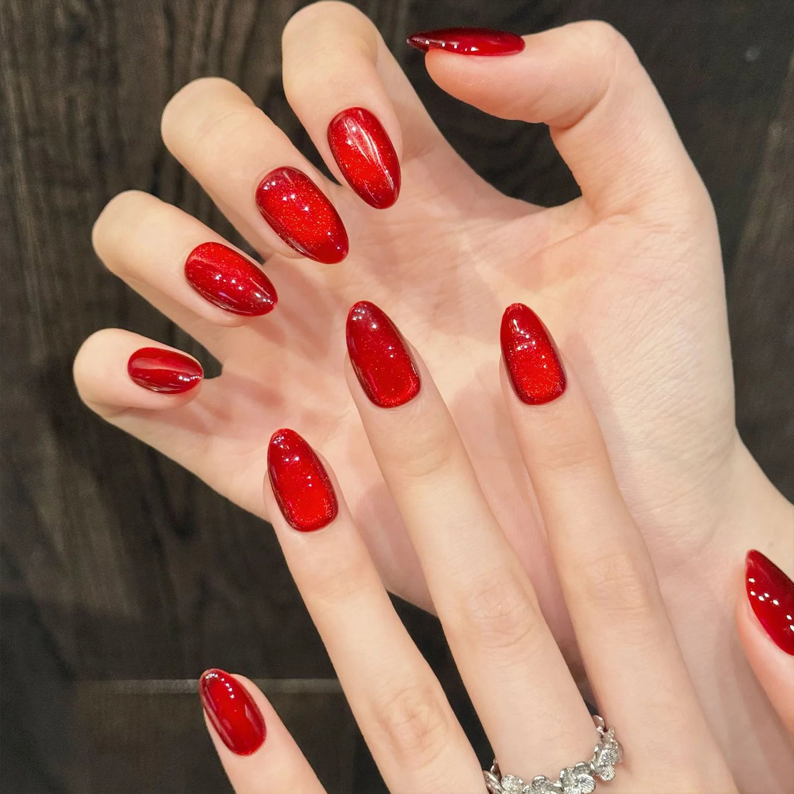 10pcs Handmade Press On Nails Vintage Wine Red