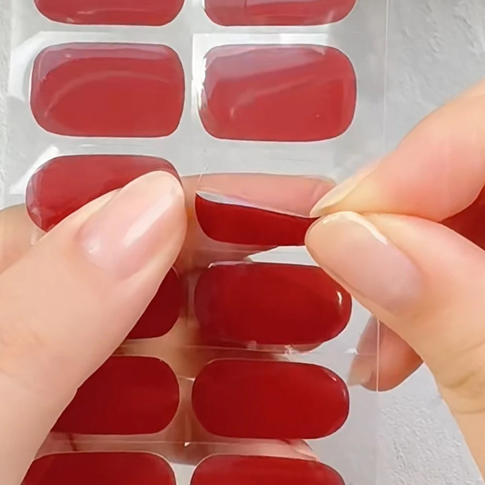 Red Semi Cured Gel Nail Stickers