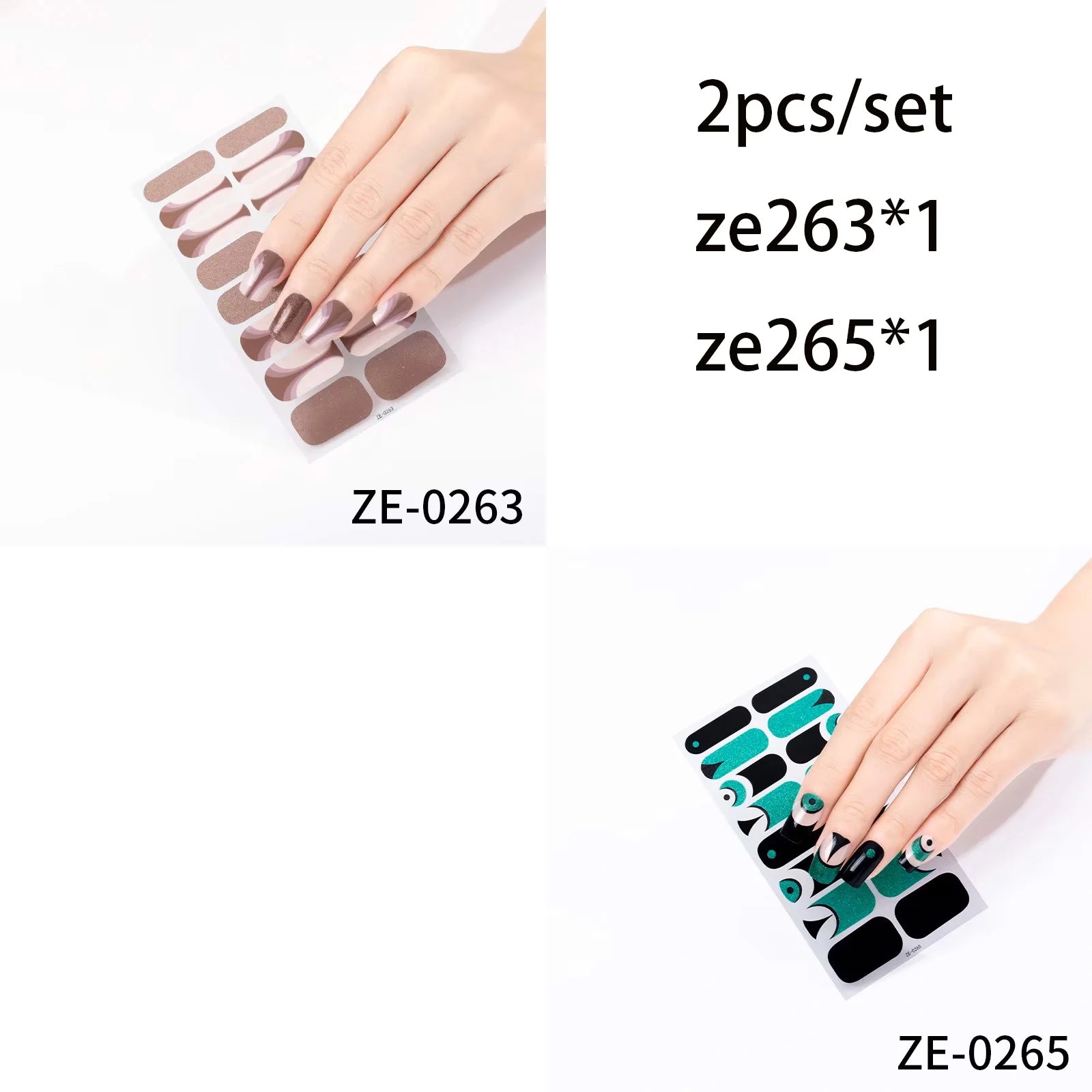 14Tips DIY Glitter Bake Free Gel Nail Stickers Stripe