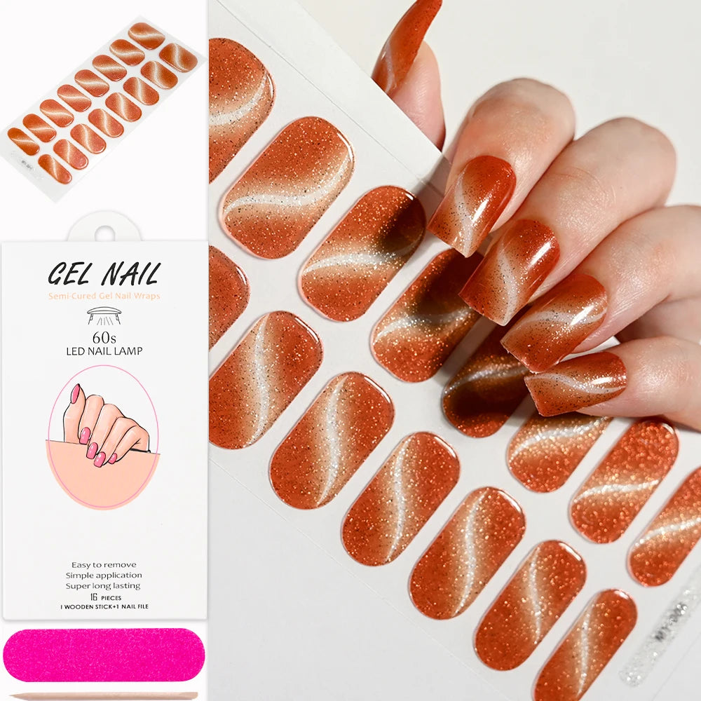 Cat Eye Effect Semi-Cured Gel Nail Wraps